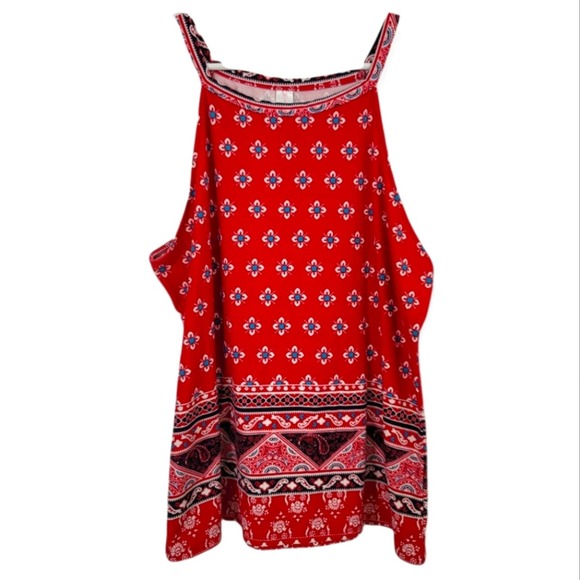 No Boundaries Tops - 4th of July NOBO Tank Top XL (15-17) Juniors Red White Blue Aztec Design